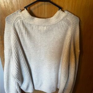 H&M Cream Ribbed Crew Neck Sweater